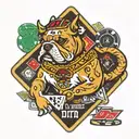 casino roulette wheel bulldogs mascot playing cards Vikings triangle  tattoo design idea