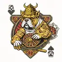 casino roulette wheel bulldogs mascot playing cards Vikings triangle  tattoo design idea
