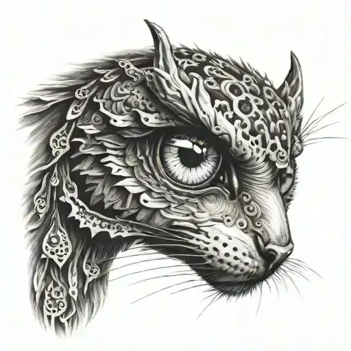 animals and eyes looking tattoo design idea
