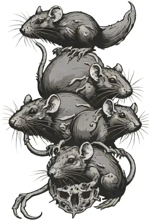 Black rats, plague, blood, death tattoo design idea