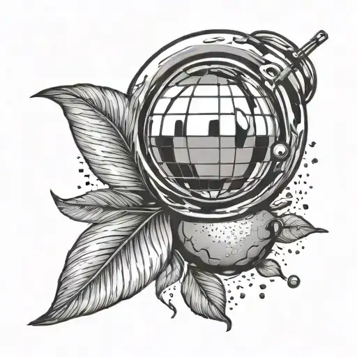 mirror ball and lemon slice on top of it  tattoo design idea