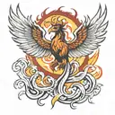 phoenix rising from flames tattoo design idea