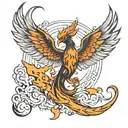 phoenix rising from flames tattoo design idea