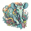 A whimsical new-school interpretation of animals in nature, with vibrant colors and exaggerated features to convey a sense of playfulness and wonder tattoo design idea