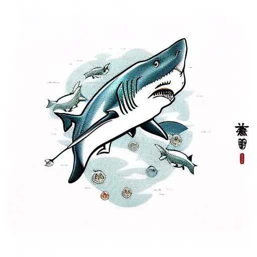 shark with harpoon  tattoo design idea