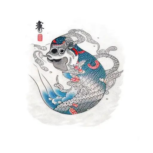 wild swimmer tattoo design idea