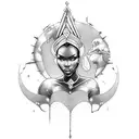 black queen holding earth tattoo design idea