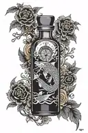 time in a bottle tattoo design idea