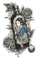 time in a bottle tattoo design idea