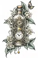 time in a bottle tattoo design idea