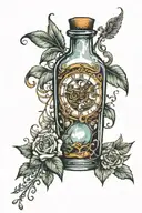 time in a bottle tattoo design idea