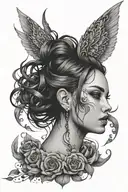 Create tattoo, nudsVirgo girl with winds and evil eyes  tattoo design idea