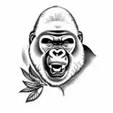 Gorilla in the jungle with mouth open tattoo design idea