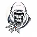 Gorilla in the jungle with mouth open tattoo design idea