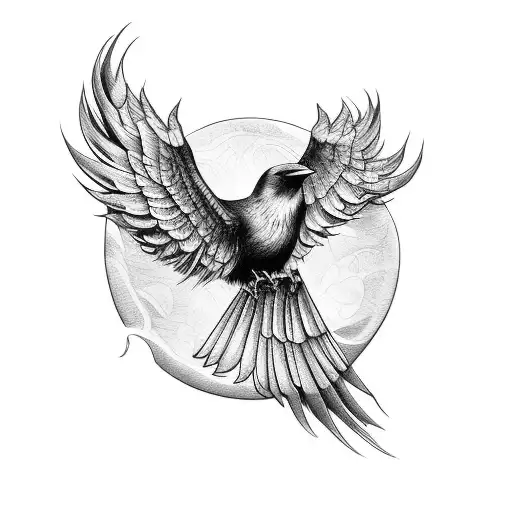 MOTORCYCLE AND CROW FULL ARM SLEEVE tattoo design idea