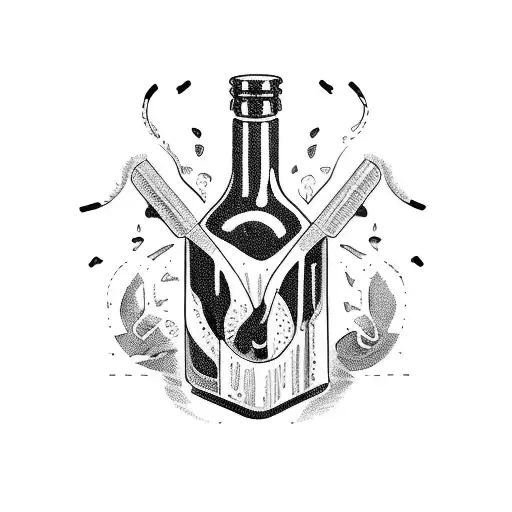 family struggles with alcohol addiction and beating addiction tattoo design idea