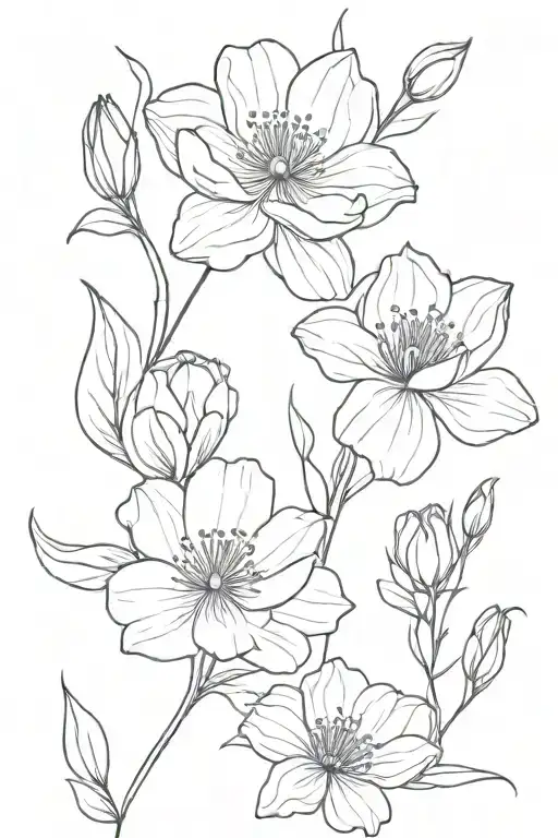 may and February birth flowers tattoo design idea