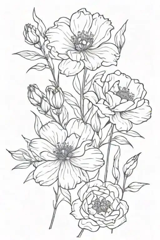 may and February birth flowers tattoo design idea