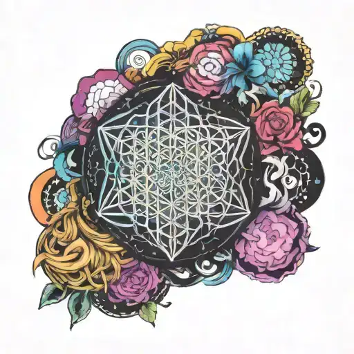 Bring me the horizon sempiternal, but cute and colorful. include a rainbow tattoo design idea