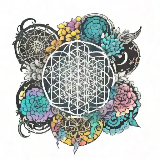 Bring me the horizon sempiternal, but cute and colorful. include a rainbow tattoo design idea