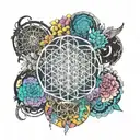 Bring me the horizon sempiternal, but cute and colorful. include a rainbow tattoo design idea
