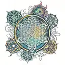Bring me the horizon sempiternal, but cute and colorful. include a rainbow tattoo design idea