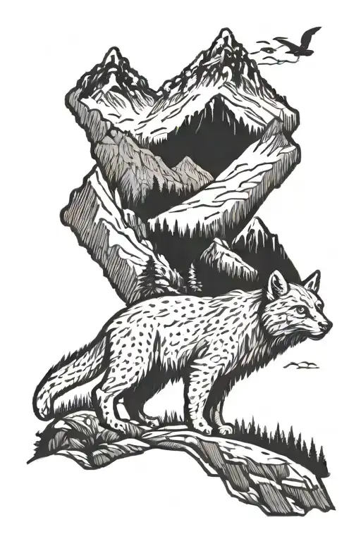 Mountain, Alps, Bobcat, Wulf, Bear, Bavaria, Edelweiss tattoo design idea