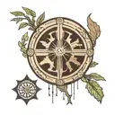 The jedi insignia from star wars linked to a tree of life containing the loba fan in apex legend, with the edgerrunners  tattoo design idea