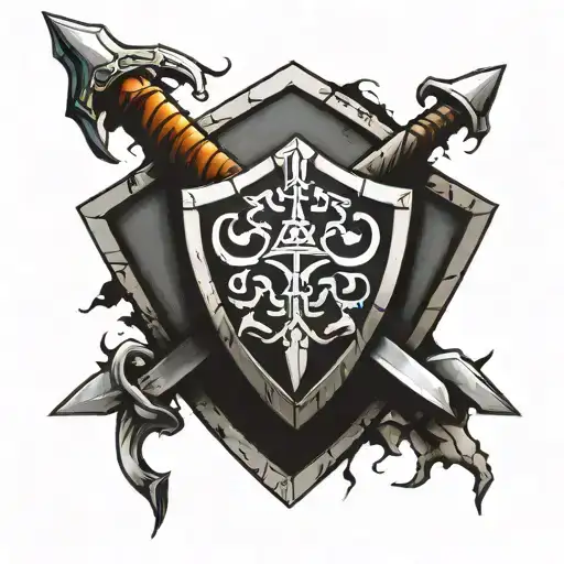 hylian sheild with two master swords in it tattoo design idea