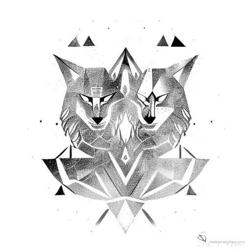 gemini and signe of a lone wolf who moves alone. tattoo design idea
