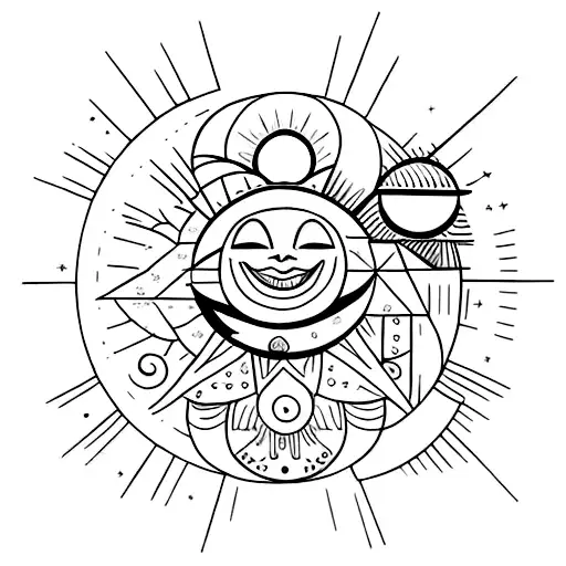 Sun and Moon tattoo design idea