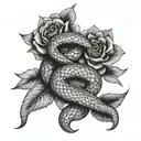 Create tattoo with an anaconda and two daggers from of flower tattoo design idea