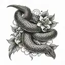 Create tattoo with an anaconda and two daggers from of flower tattoo design idea
