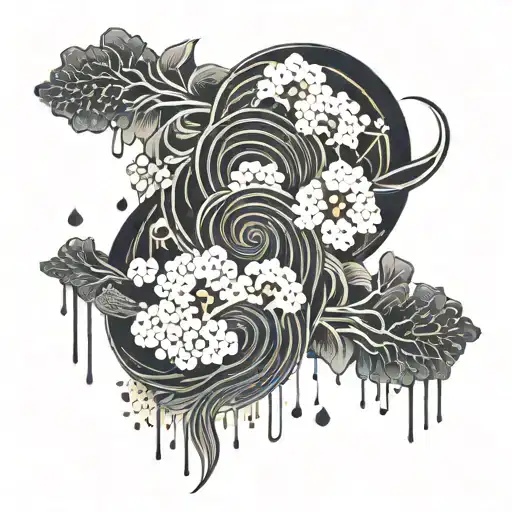An abstract design representing the sound of raindrops hitting the ground tattoo design idea