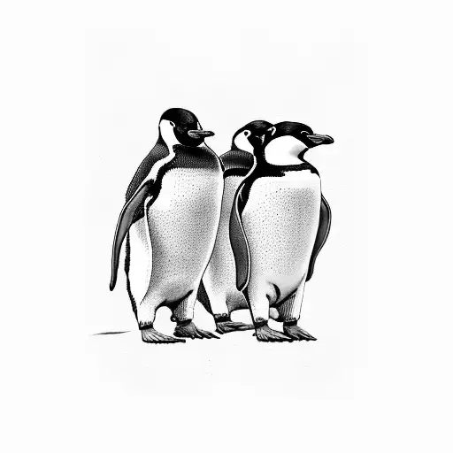 penguin family tattoo design idea