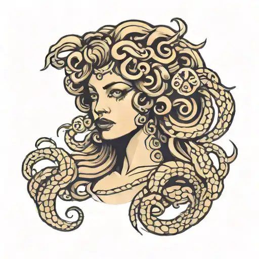 Medusa art deco tattoo design idea