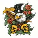 would like a bear, eagle, ship, and snake with skulls and flowers with a scaly background to fill voids tattoo design idea