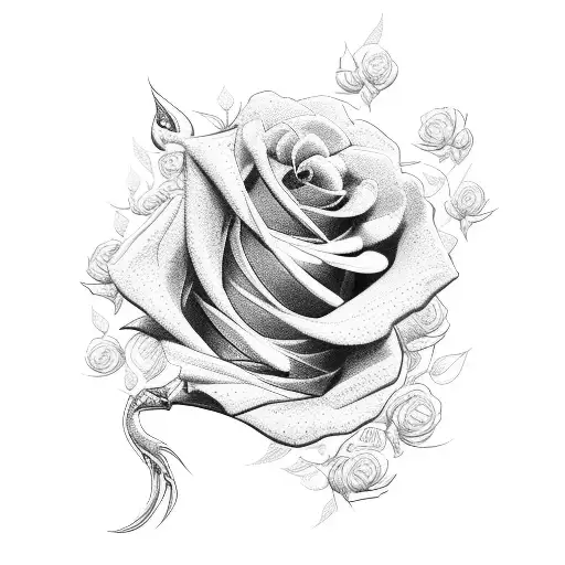 phoenix with roses tattoo design idea