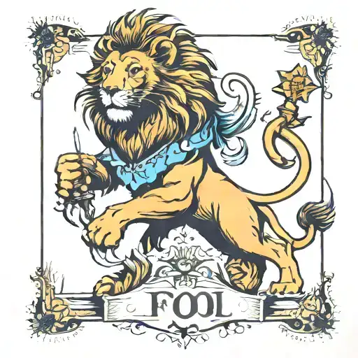 the fool tarot card as a lion tattoo design idea