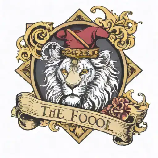 The fool tarot as a lion jester tattoo design idea