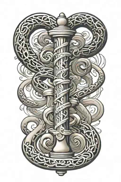 Asclepius rod tattoo design idea
