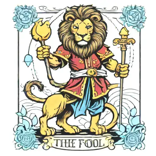 the fool tarot card as a lion tattoo design idea