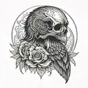skull of a raven tattoo design idea