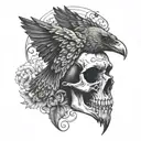 skull of a raven tattoo design idea