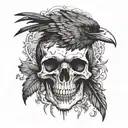 skull of a raven tattoo design idea