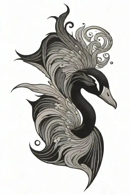 black Swan water elements like wave pattern tattoo design idea