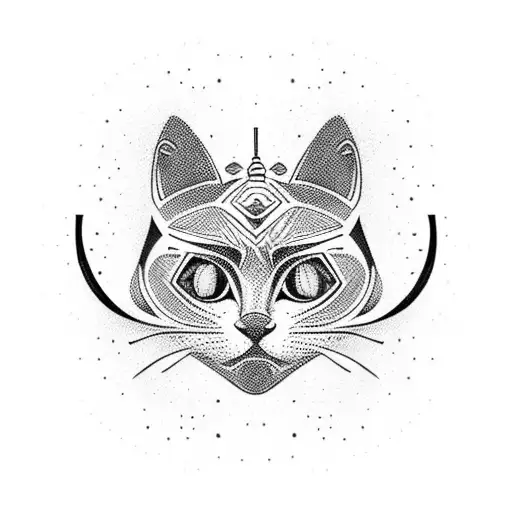 gato cyber tribal tattoo design idea