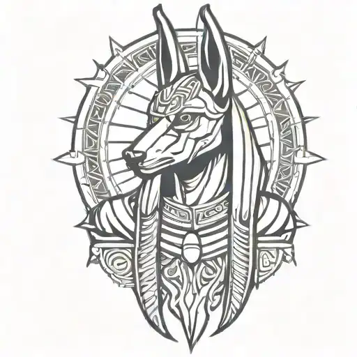 anubis line tattoo tattoo design idea