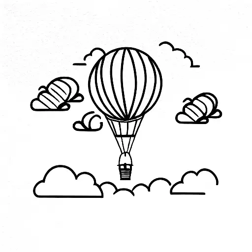 hot air balloon river  tattoo design idea