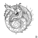 an arcanine and a gyarados tattoo design idea